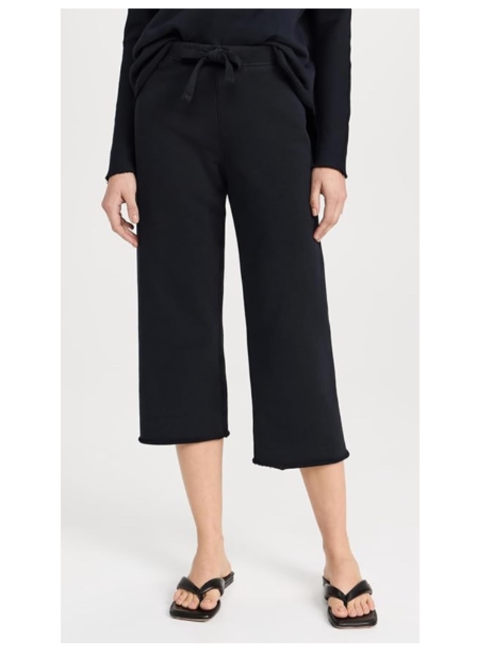 FRANK & EILEEN Cropped Wide Leg Sweatpants British Royal Navy Size Medium